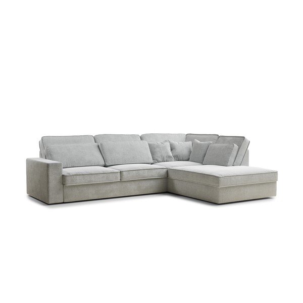 Világosszürke zsenília sarokkanapé (jobb oldali-L alakú) Kirou – Maison de Rêve-image-2