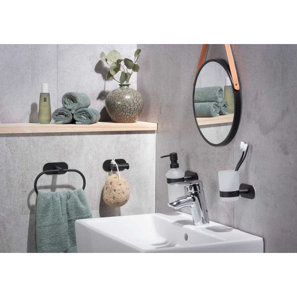 Matt fekete öntapadós rozsdamentes acél fürdőszobai kiegészítő szett Orea – Wenko-image-1