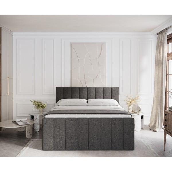 Fekete ágyneműtartós boxspring ágy 140x200 cm Ruby – Maison de Rêve-image-3