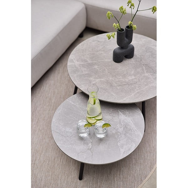 Kerek kerti tárolóasztal kerámia asztallappal ø 60 cm Monaco – Hartman