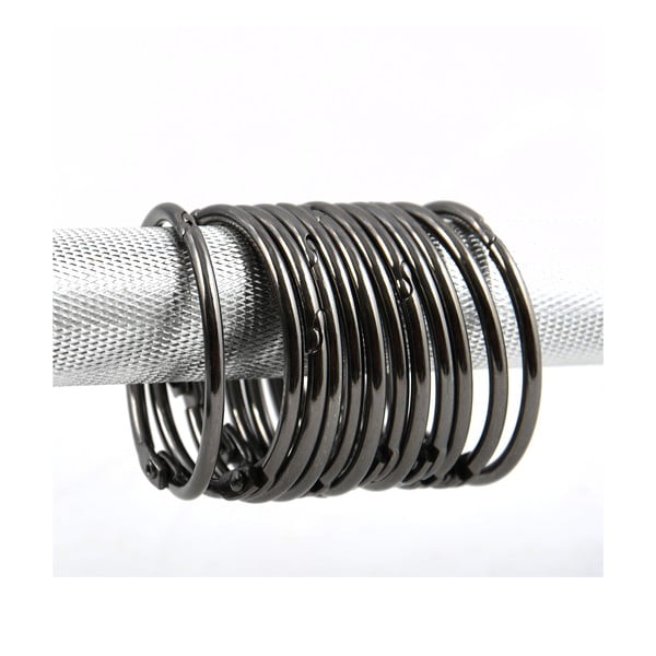 Matt fekete zuhanyfüggöny karika szett 12 db-os Ringo Small – Spirella-image-1