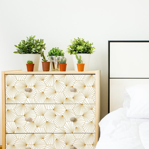 Hexoka fehér-sárga dekorációs bútortapéta - Ambiance-image-3