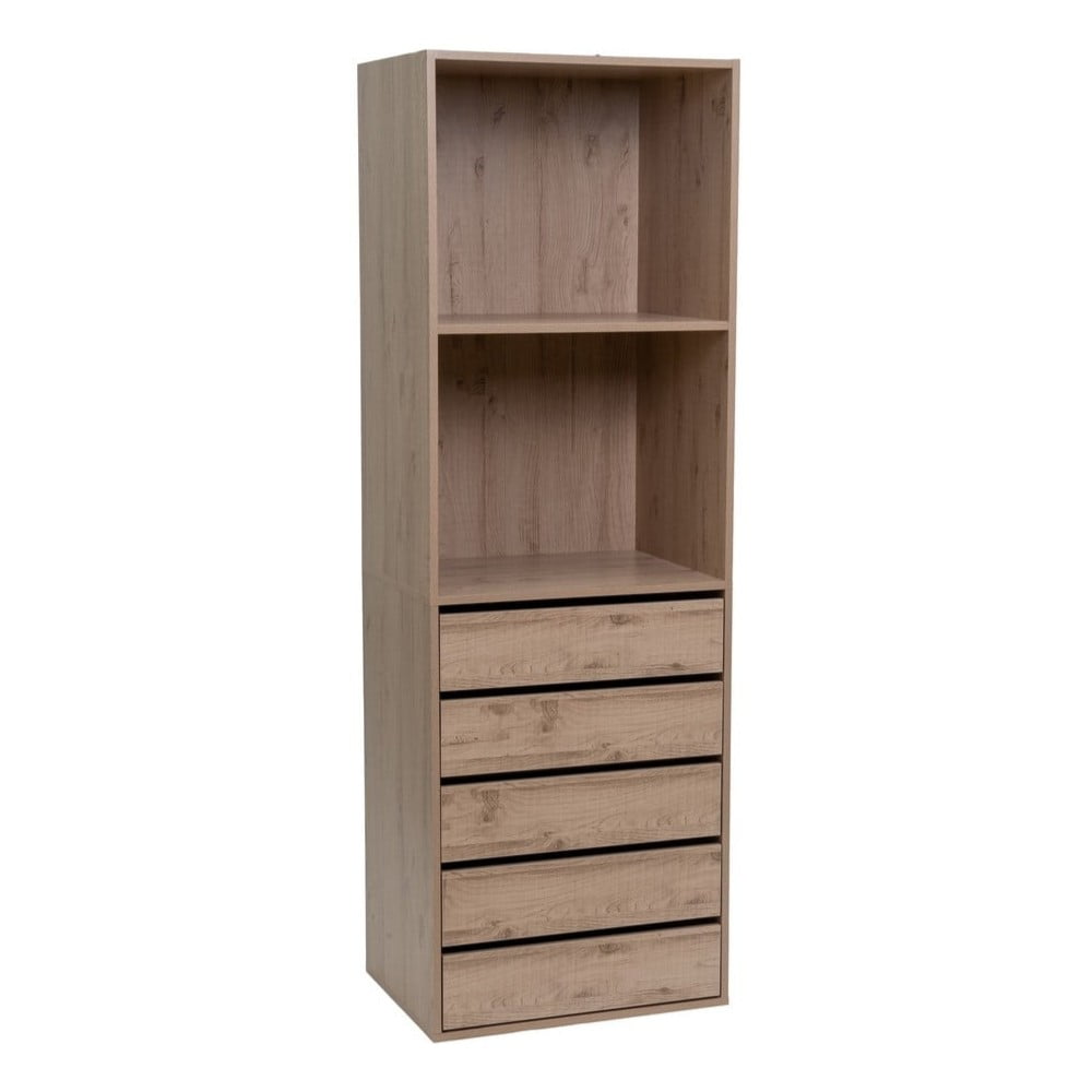 Natúr színű nyitott moduláris szekrény tölgyfa dekorral 60x180x45 cm Modular Casa Selección