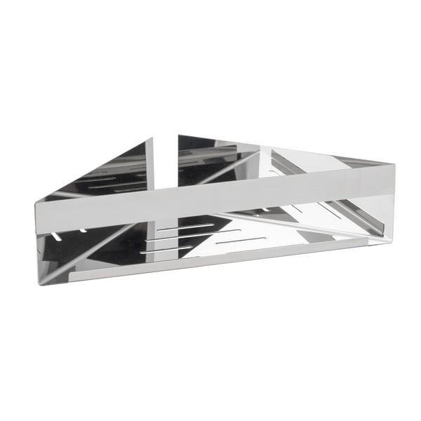 Fényes ezüstszínű öntapadós rozsdamentes acél fürdőszobai sarokpolc Genova – Wenko-image-1