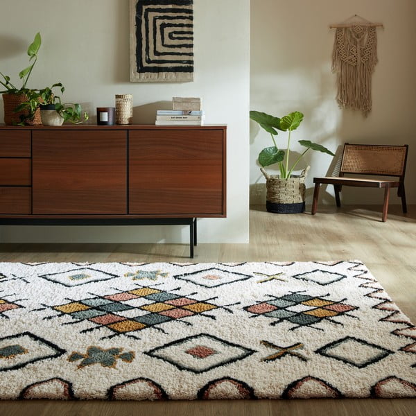 Krémszínű kézi szövésű gyapjú szőnyeg 120x170 cm Moroccan Midar – Flair Rugs-image-1