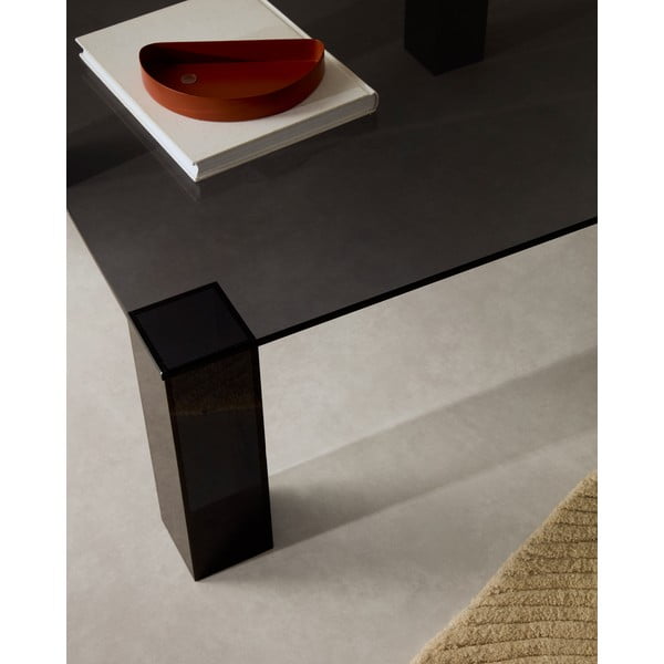 Sötétszürke üveg dohányzóasztal 85x85 cm Adularia – Kave Home-image-2