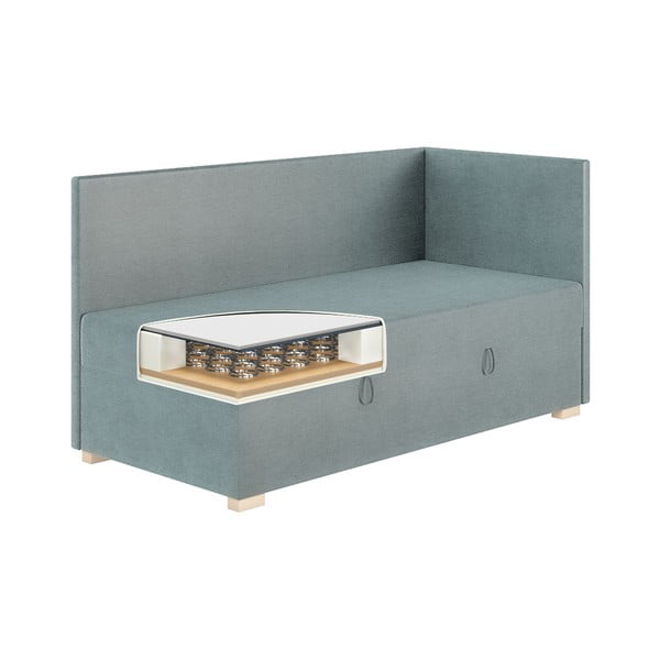 Kék sarok ágyneműtartós gyerekágy matraccal 90x200 cm Flexi – Ghado-image-4