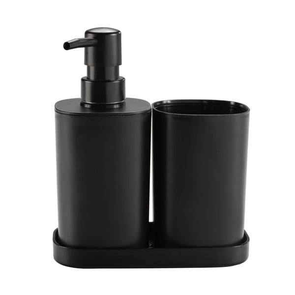 Fekete műanyag fürdőszobai kiegészítő szett Vita – douceur d'intérieur