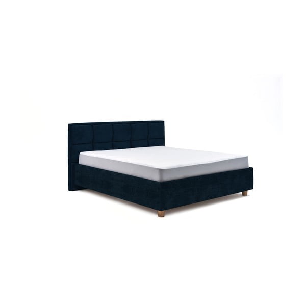 Karme sötétkék kétszemélyes ágy ágyráccsal és tárolóhellyel, 160 x 200 cm - AzAlvásért