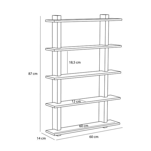 Natúr színű többszintes fali polc tölgyfa dekorral 60 cm Simple – Hübsch-image-3