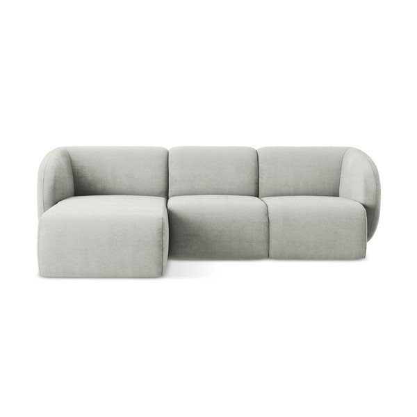 Világosszürke zsenília sarokkanapé (bal oldali-heverő résszel) Lani – Makamii