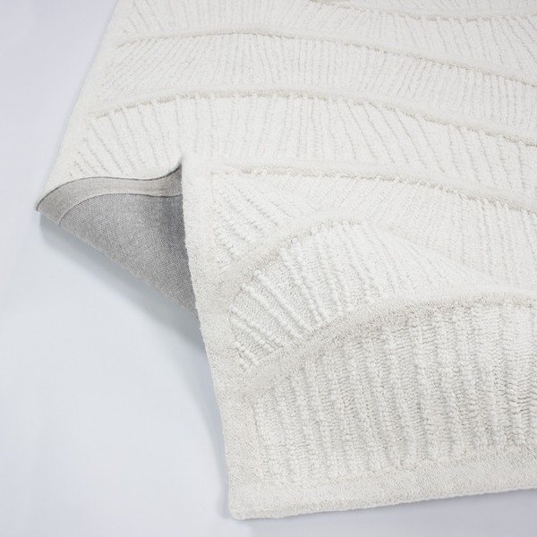 Fehér kézi szövésű gyapjúkeverék szőnyeg 140x200 cm Sculptured Wave – Flair Rugs-image-3