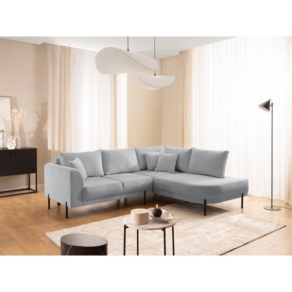 Világosszürke zsenília sarokkanapé (jobb oldali-L alakú) Mauris  – Ropez-image-1