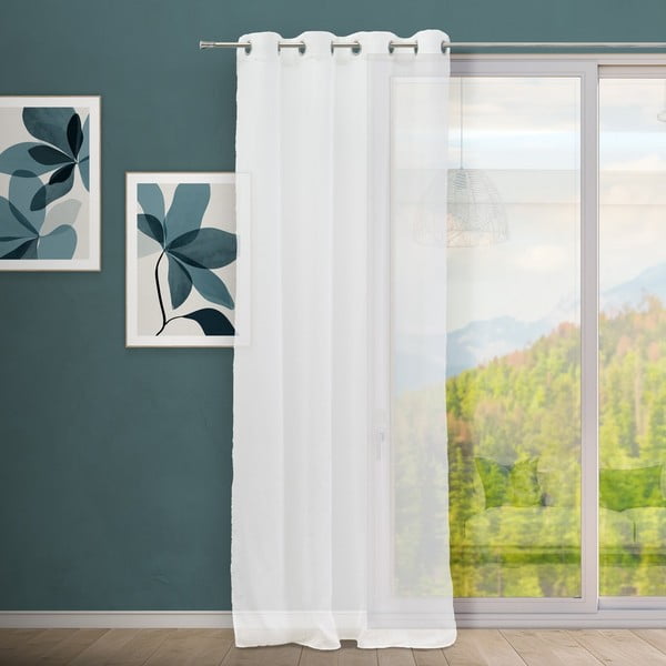 Fehér lenkeverék fényáteresztő függöny 140x260 cm Fifties – Casa Selección-image-1