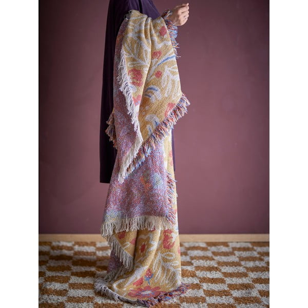 Sárga újrahasznosított pamut takaró 130x160 cm Reims – Bloomingville-image-1