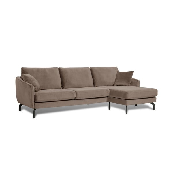 Magic barnásbézs bársony sarokkanapé, jobb oldali - Scandic-image-2