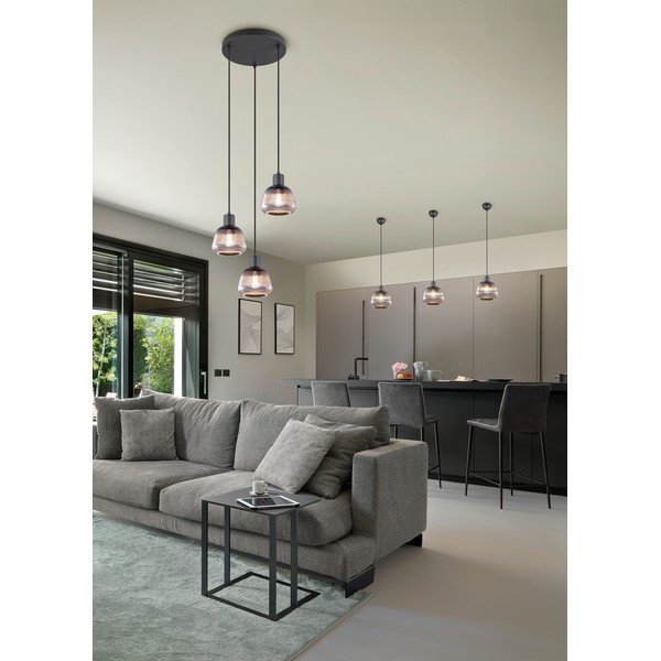 Fekete függőlámpa üveg búrával ø 22 cm Tarifa – Trio-image-1