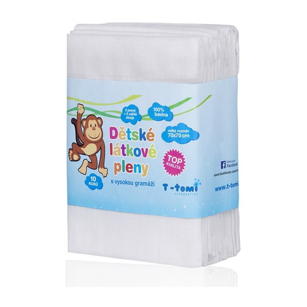 Tetra 10 db pamut pelenka, 70 x 70 cm - T-TOMI-image-1