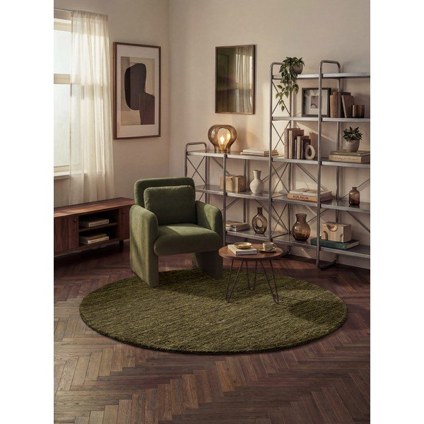 Sötétzöld kézi szövésű gyapjú kerek szőnyeg ø 200 cm Bexley Woolwich – Ted Baker-image-1