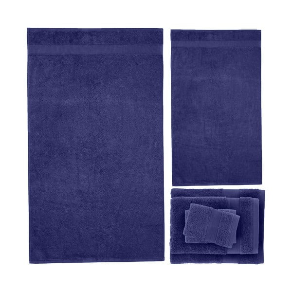 Sötétkék frottír pamut törölköző és fürdőlepedő készlet 6 db-os Anti-Bacterial – Catherine Lansfield-image-2