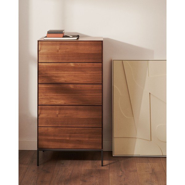 Natúr színű magas komód diófa dekorral 60x114 cm Vedrana – Kave Home-image-1