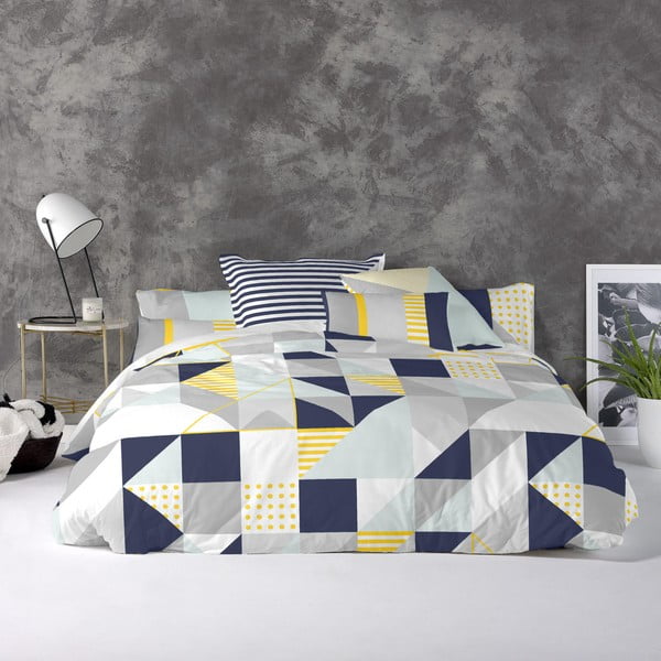 Geo Dot pamut paplanhuzat, 140 x 200 cm - Blanc-image-1