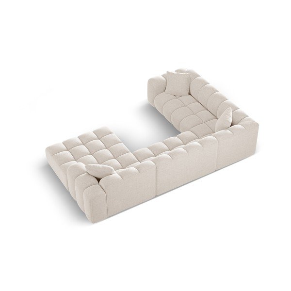 Krémszínű zsenília sarokkanapé (bal oldali-U alakú) Treno – Cosmopolitan Design-image-3