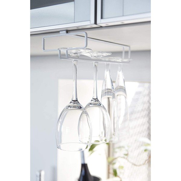 Fehér függő fém borospohár tartó Tower – YAMAZAKI-image-1