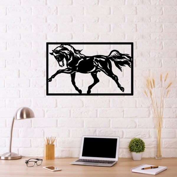 Horse Two fekete fém fali dekoráció, 70 x 50 cm