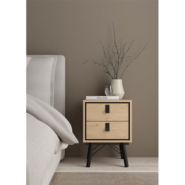 Natúr színű éjjeliszekrény tölgyfa dekorral Ry – Tvilum-image-1