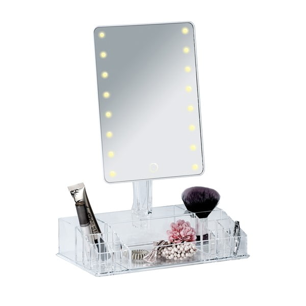 Farnese fehér kozmetikai tükör LED fénnyel és smink rendszerezővel - Wenko-image-2