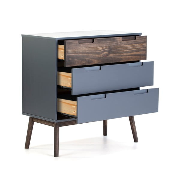 Antracitszürke-sötétbarna borovi fenyő magas komód 80x82 cm Nussa – Marckeric-image-3