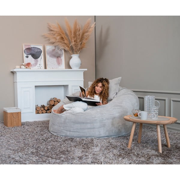 Sötétszürke kordbársony babzsákfotel Om 135 – SLOWDOWN-image-1