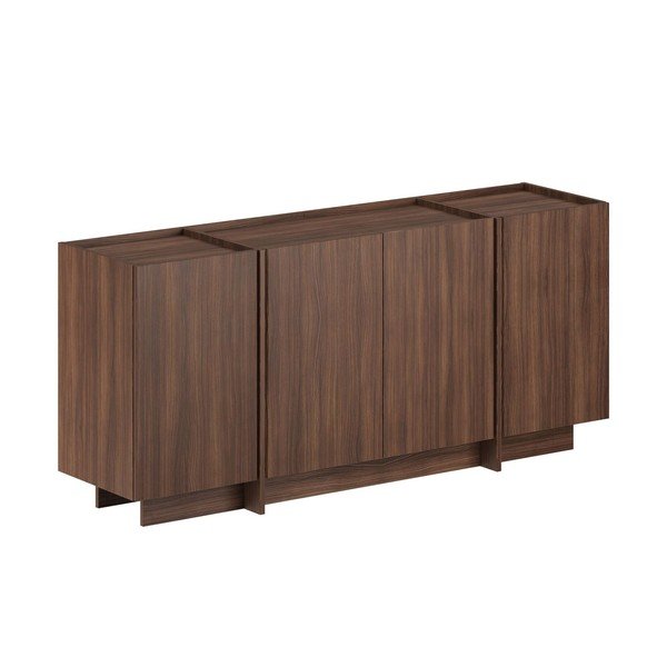 Sötét natúr színű komód kábellyukkal diófa dekorral 180x80x45 cm Dorma – Kalune Design