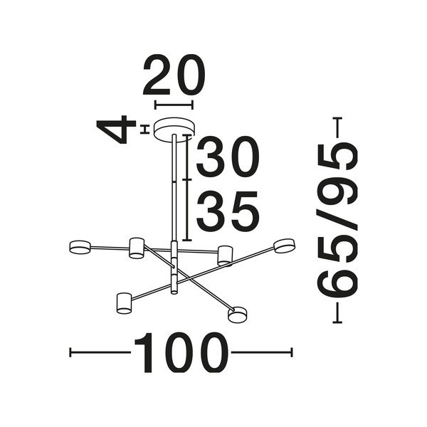 Fekete alumínium LED dimmelhető függőlámpa akrilüveg búrával ø 100 cm Nordik – Nova Luce-image-3