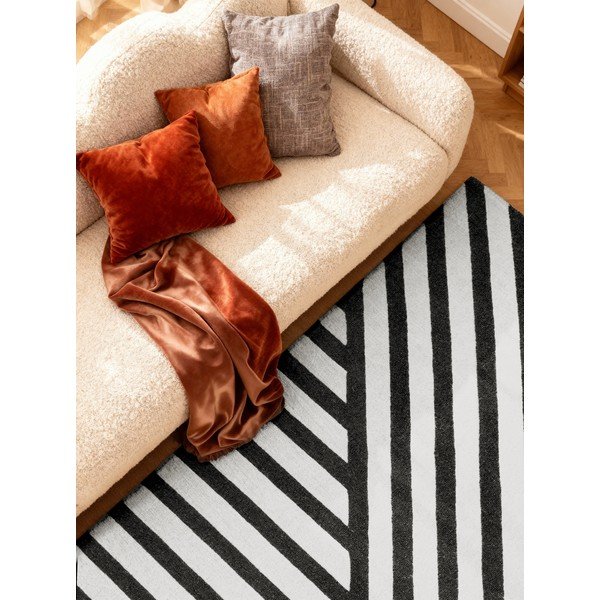 Fekete-fehér kézi szövésű gyapjú szőnyeg 200x290 cm Stryve Noir – Elle Decoration-image-2