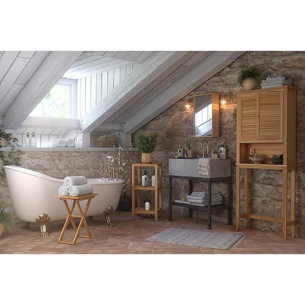 Natúr színű diófa fürdőszobai polcos állvány 36x79 cm Norway – Wenko-image-1