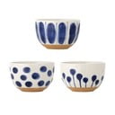 Fehér-kék kőedény tálka szett 3 db-os 500 ml Linora – Bloomingville