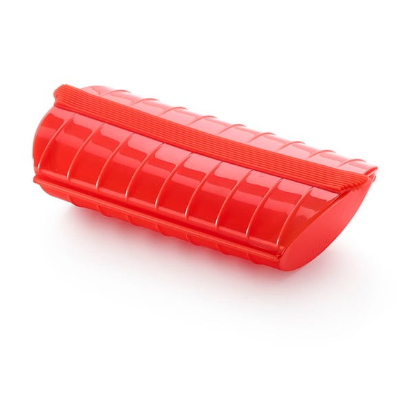 Steam Case piros szilikon párolóedény tálcával Lékué