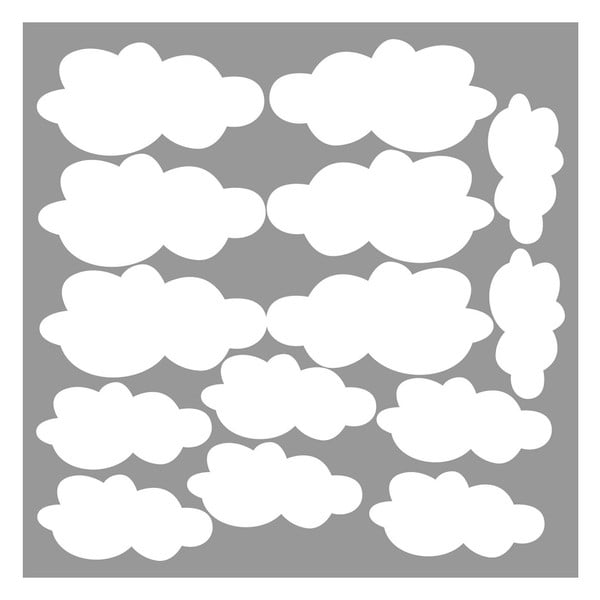 14 db-os felhőformájú falmatrica szett, 100 x 100 cm