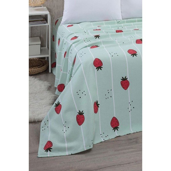 Mentazöld pamut ágytakaró 170x230 cm Strawberry – Mila Home-image-2