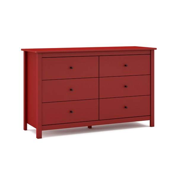 Piros borovi fenyő alacsony komód 130x80 cm Misti – Marckeric-image-2