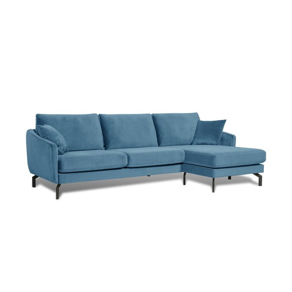 Magic kék bársony sarokkkanapé, jobb oldali - Scandic-image-2