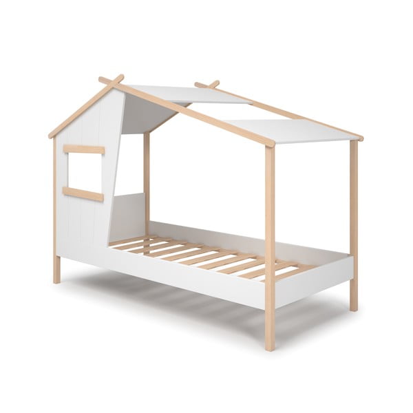 Fehér házikó alakú borovi fenyő gyerekágy 90x190 cm Luba – Marckeric-image-4