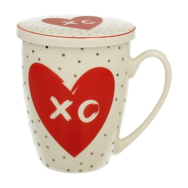 Love XO porcelán bögre fedéllel és szűrővel, 320 ml - Duo Gift