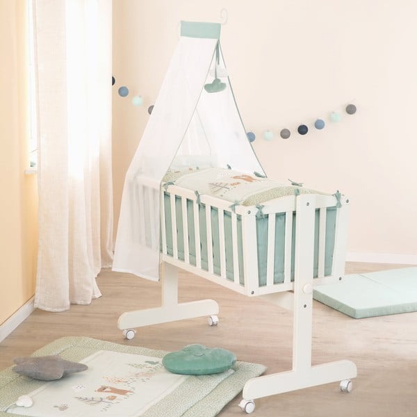 Világoszöld pamut gyerek ágyneműhuzat babaágyhoz 80x80 cm Woodland Buddies – Roba-image-3