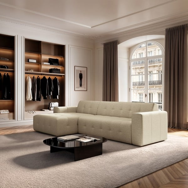 Bézs sarokkanapé (bal oldali-heverő résszel) Tuil – Rodier-image-1