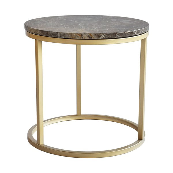 Accent kisasztal aranyszínű vázzal és barna márvány asztallappal - RGE