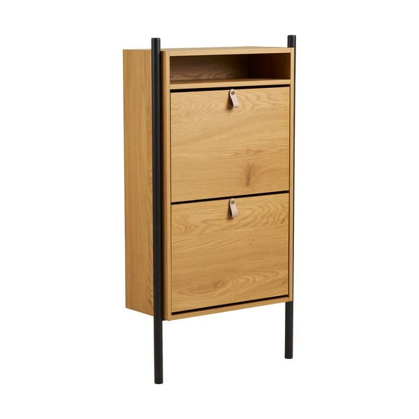 Natúr színű billenő ajtós cipőtartó tölgyfa dekorral 62x118x26 cm Barco – House Nordic-image-3