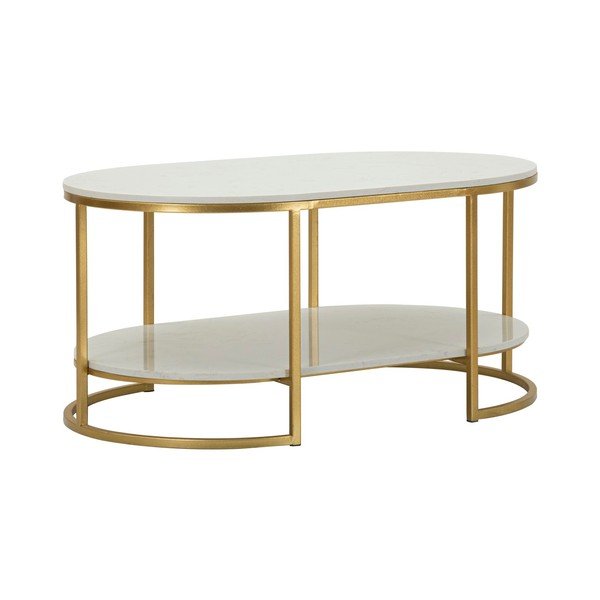 Fehér-aranyszínű dohányzóasztal márvány asztallappal 60x90 cm Izmir – Mauro Ferretti-image-3